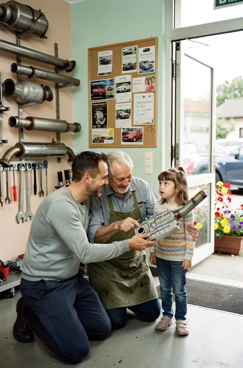 Detailaufnahme eines Katalysators, der im Rahmen einer Abgasanlagenreparatur gereinigt wird.